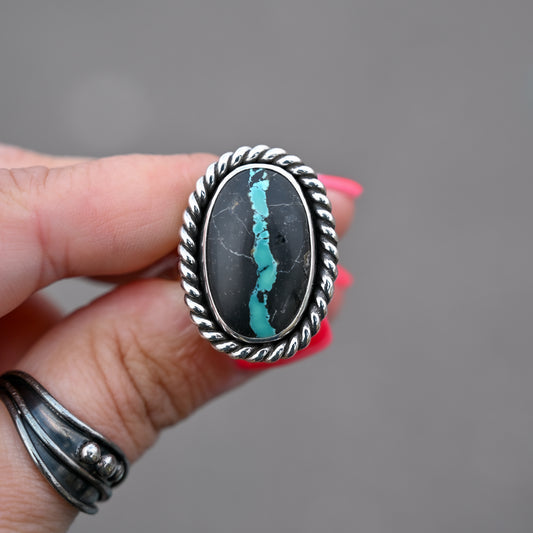 Blackjack Turquoise Twisted Ring sz:8.5