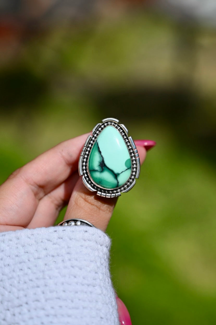 Emerald Rose Variscite Ring Size: 7.25
