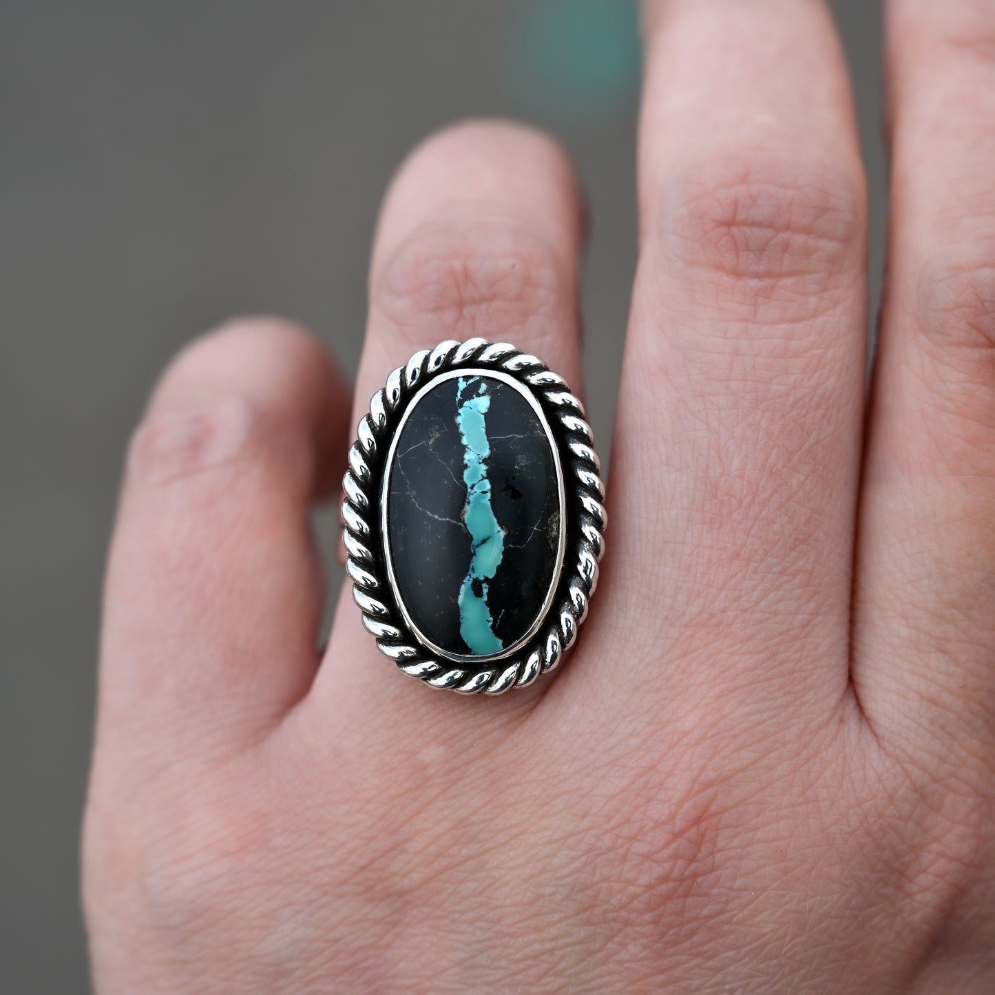Blackjack Turquoise Twisted Ring sz:8.5