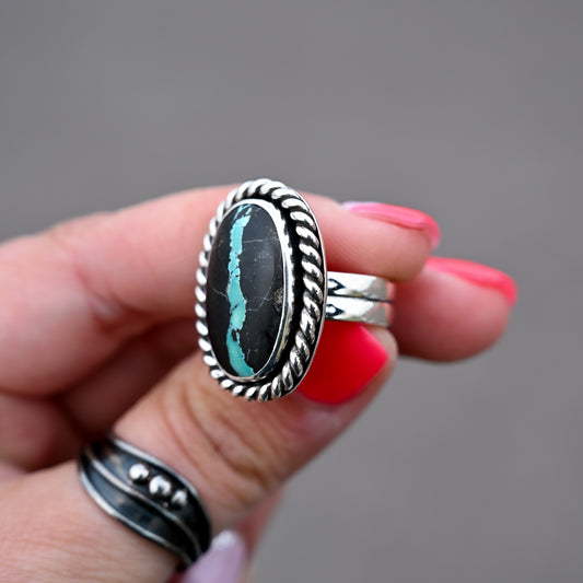 Blackjack Turquoise Twisted Ring sz:8.5
