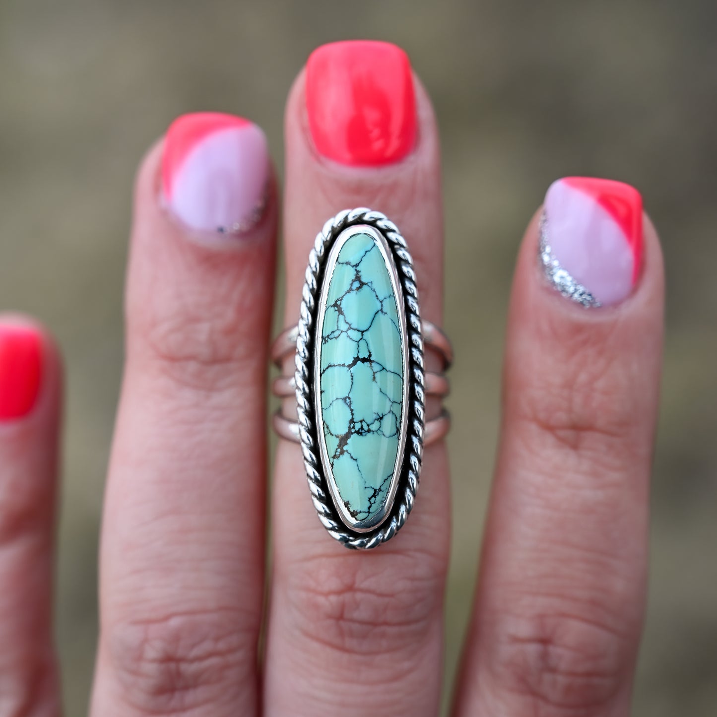 Qingu Turquoise Twist Ring Sz: 6