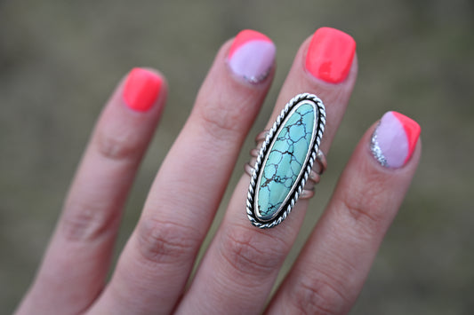 Qingu Turquoise Twist Ring Sz: 6