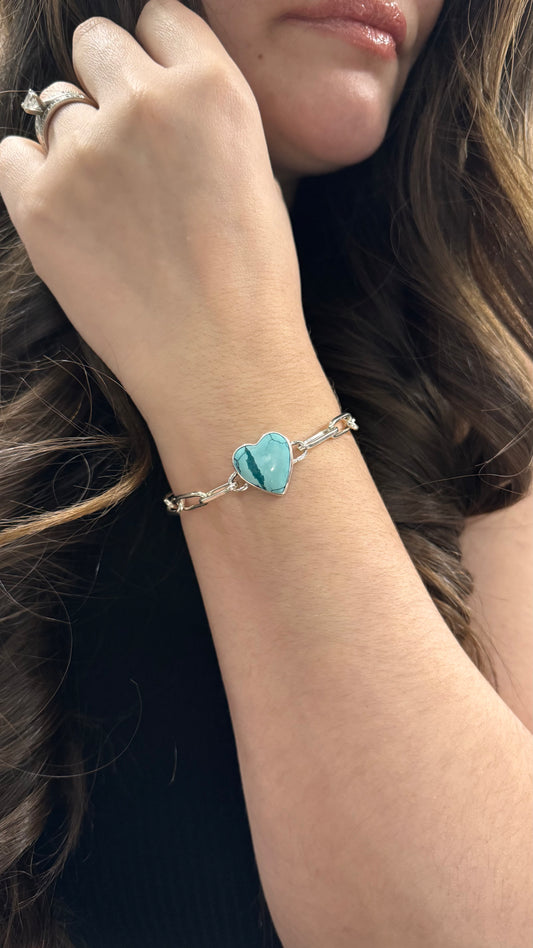Hubei Turquoise Heart Bracelet (Med-Large)