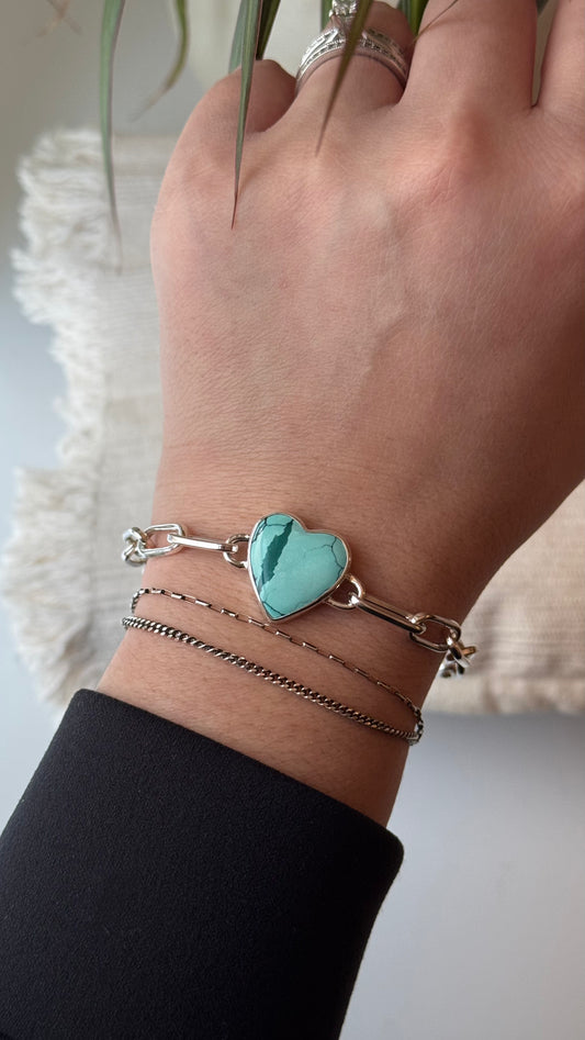 Hubei Turquoise Heart Bracelet (Med-Large)