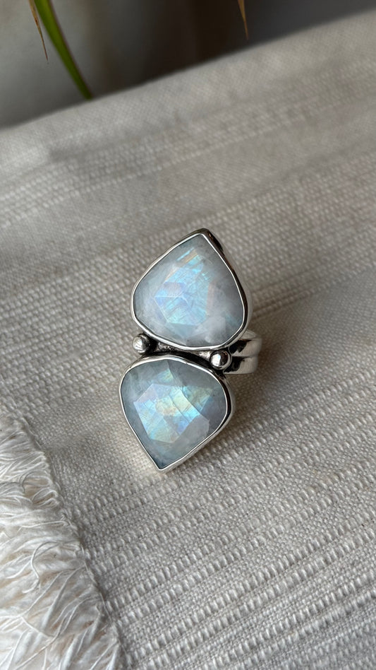 Double Rainbow Moonstone Ring (Size 9)