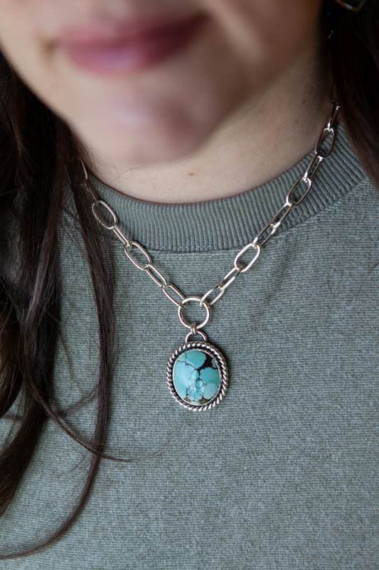 Hubei Turquoise Chunky Paperclip Chain Necklace