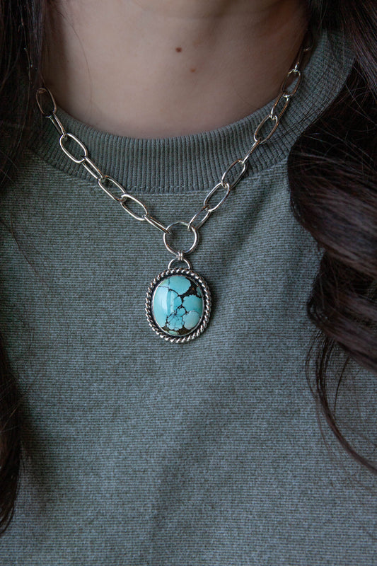 Hubei Turquoise Chunky Paperclip Chain Necklace