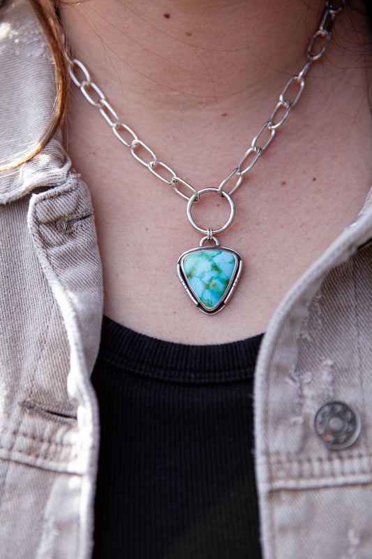 Sonoran Turquoise Sterling Silver Chunky Paperclip Chain Necklace