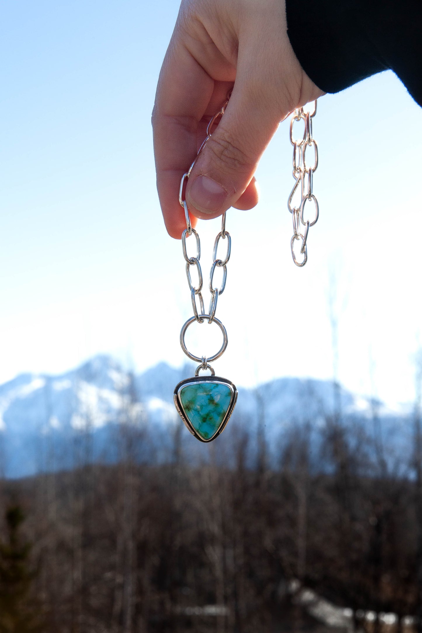 Sonoran Turquoise Sterling Silver Chunky Paperclip Chain Necklace