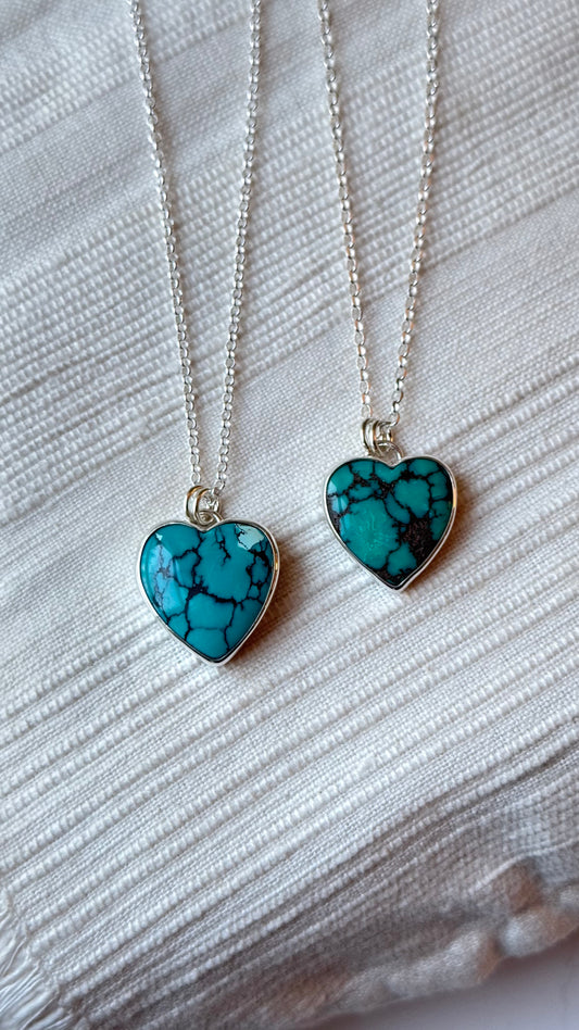 Hubei Turquoise Heart Necklace 18 Inch