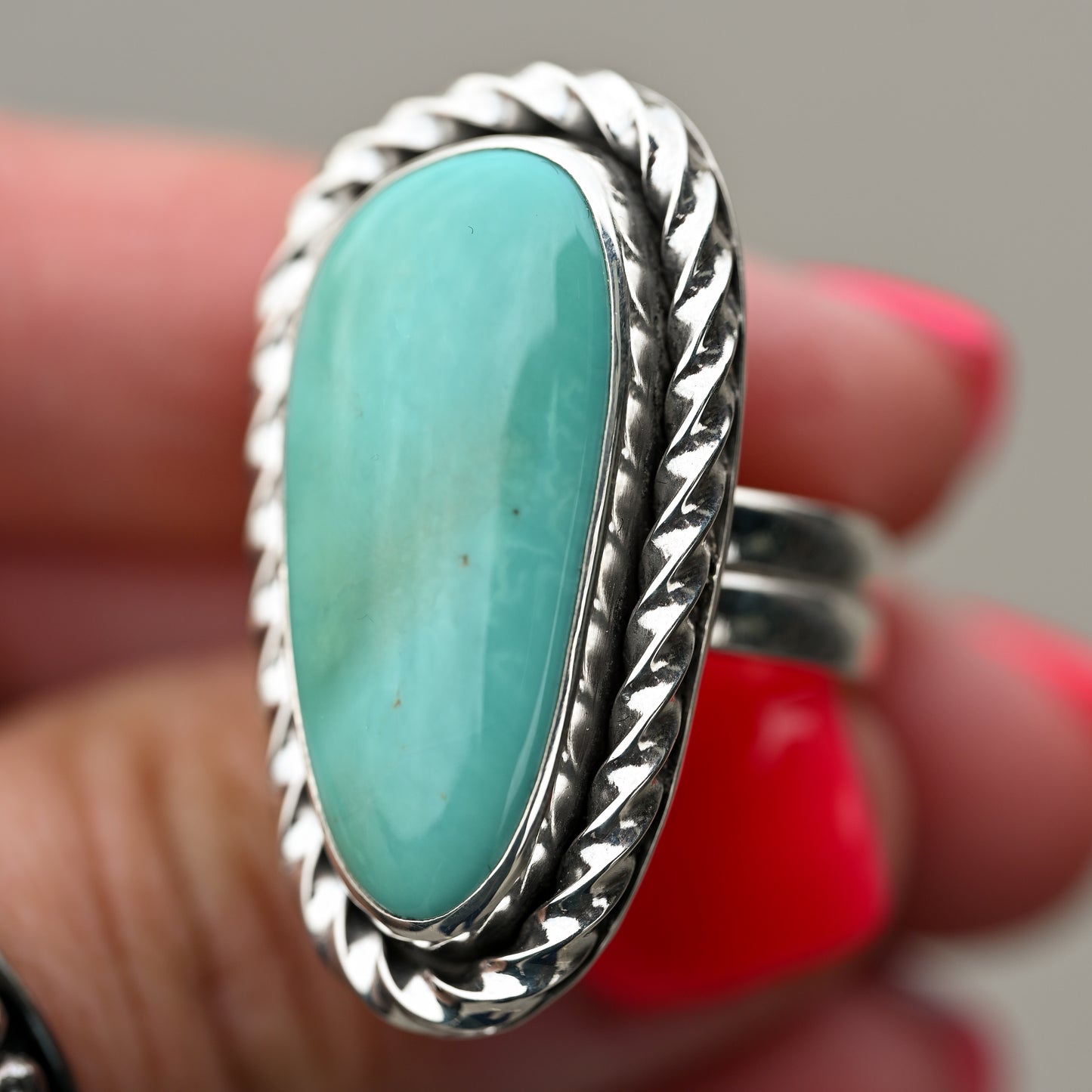 Royston Turquoise Twist Ring Sz:9