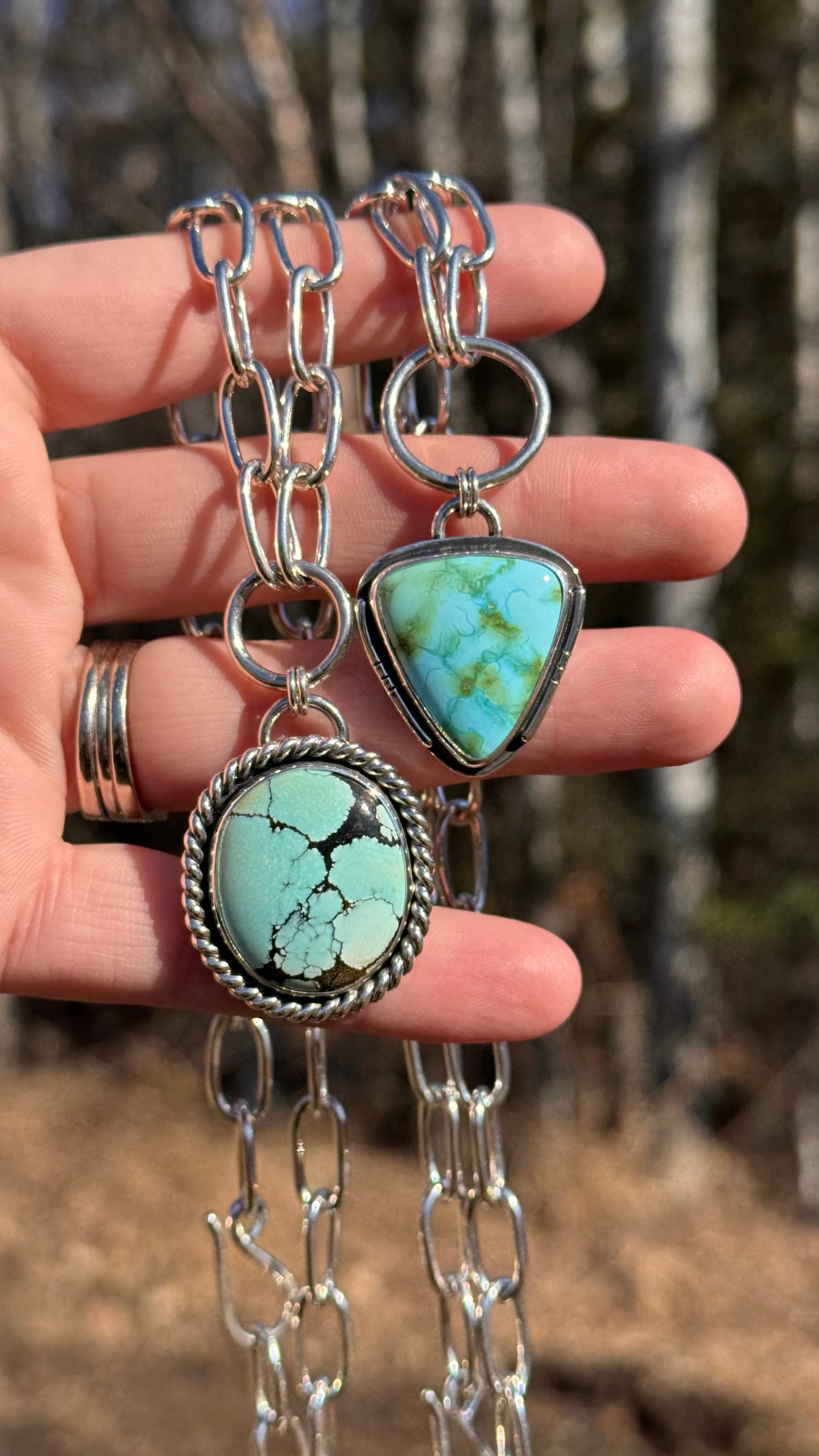 Sonoran Turquoise Sterling Silver Chunky Paperclip Chain Necklace