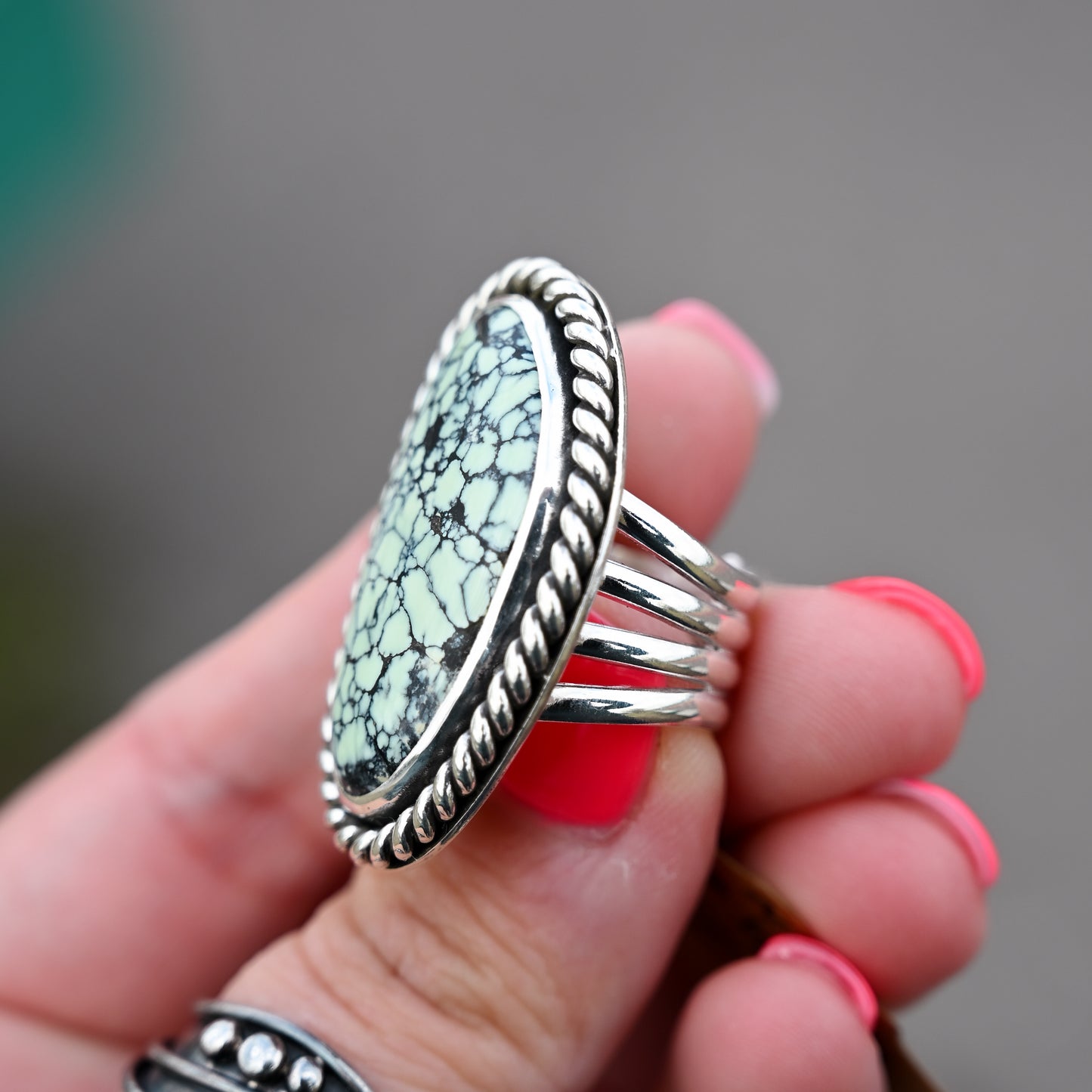 Natural Colina Variscite Twist Ring Sz:7