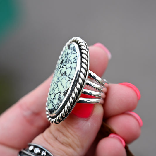 Natural Colina Variscite Twist Ring Sz:7