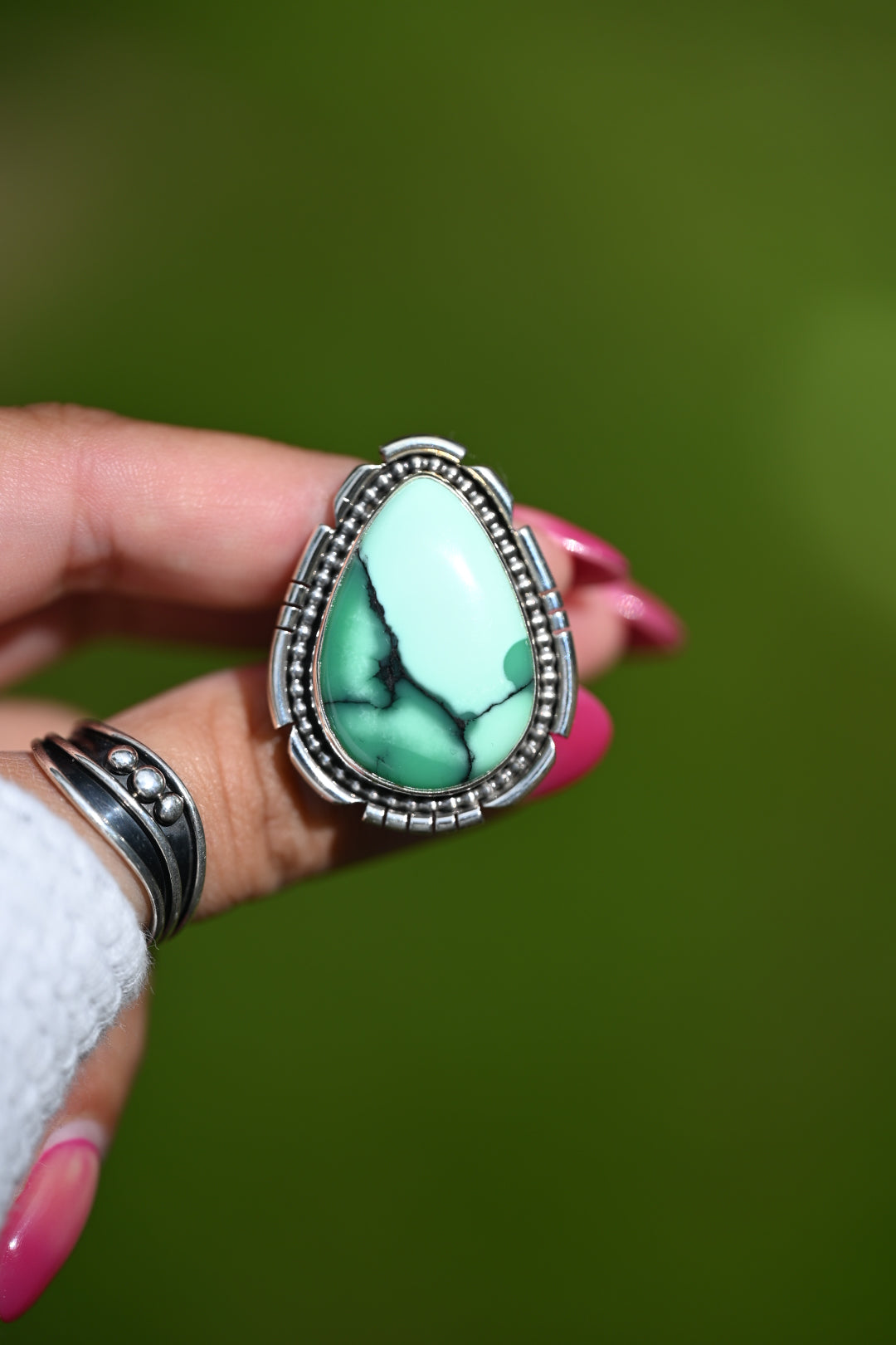 Emerald Rose Variscite Ring Size: 7.25