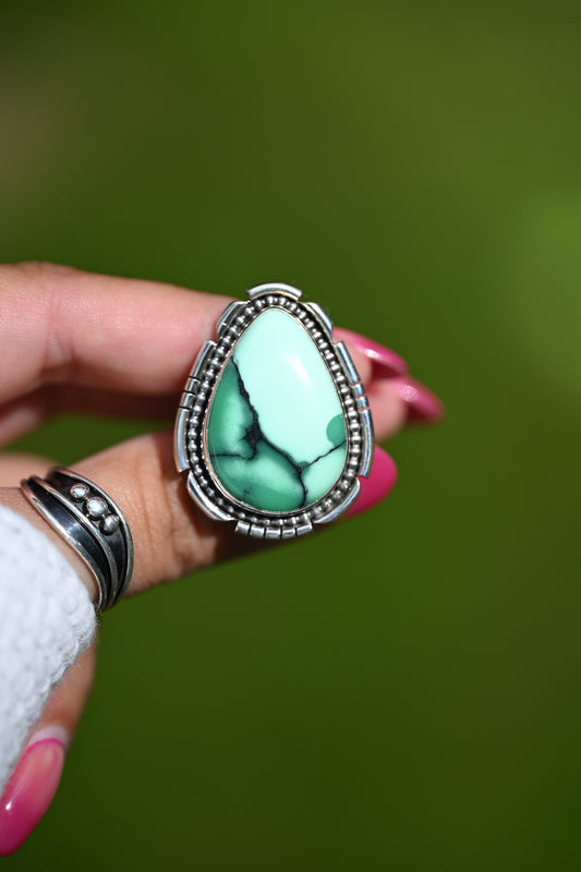 Emerald Rose Variscite Ring Size: 7.25