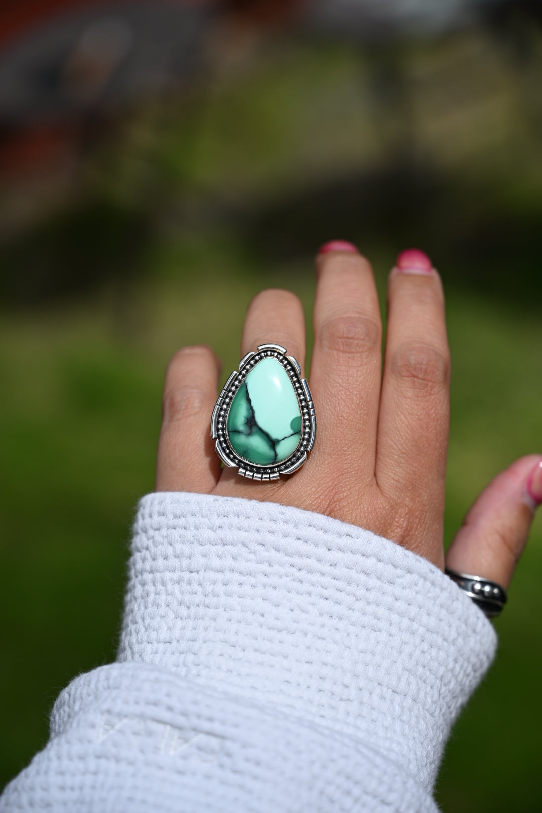 Emerald Rose Variscite Ring Size: 7.25