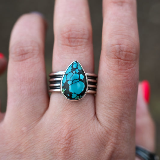 QinGu Turquoise Quad Band Ring Sz:9.5