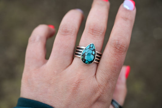 QinGu Turquoise Quad Band Ring Sz:9.5