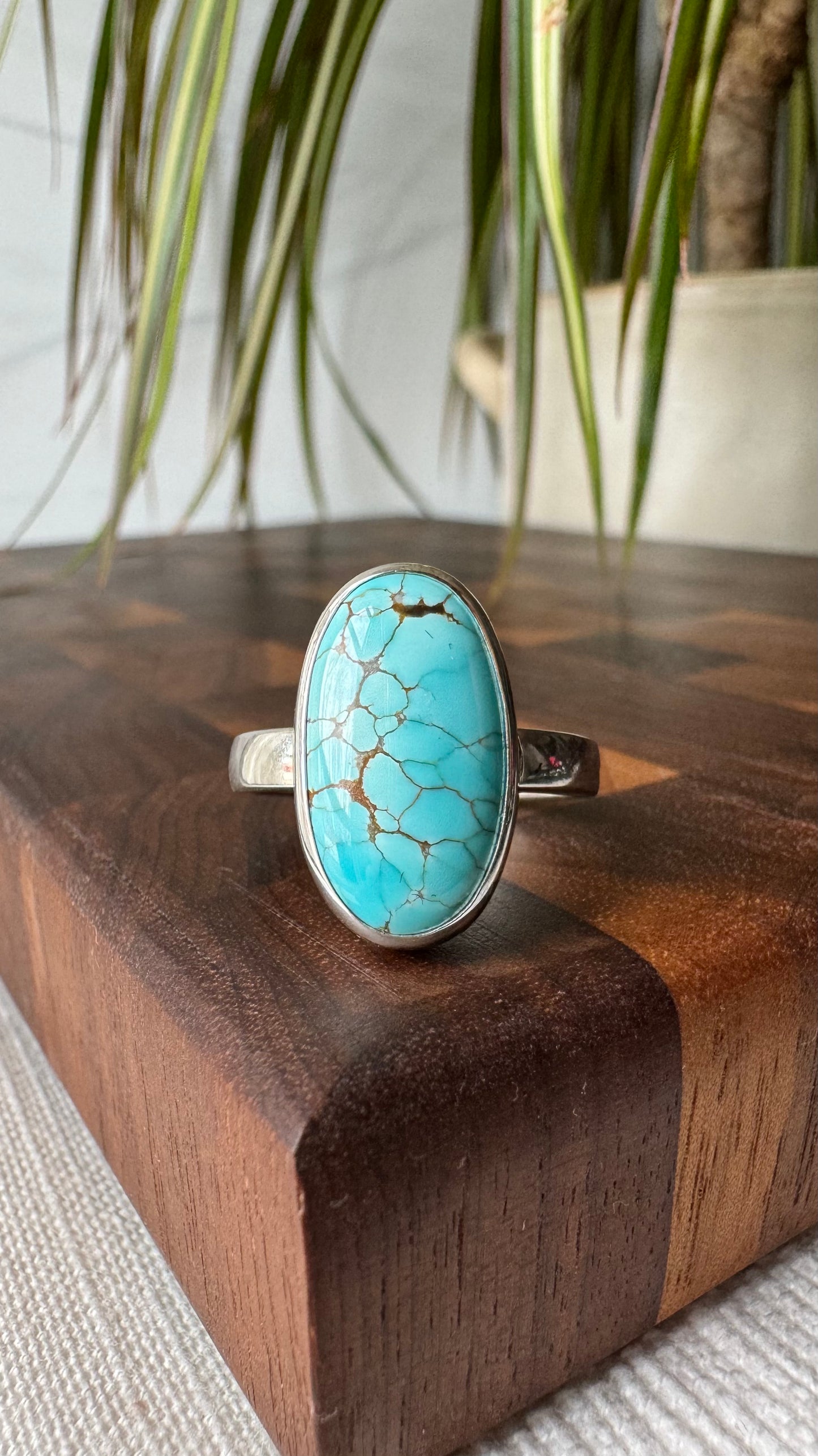 Lone Mountain Turquoise Mezzo Ring Size:7.75