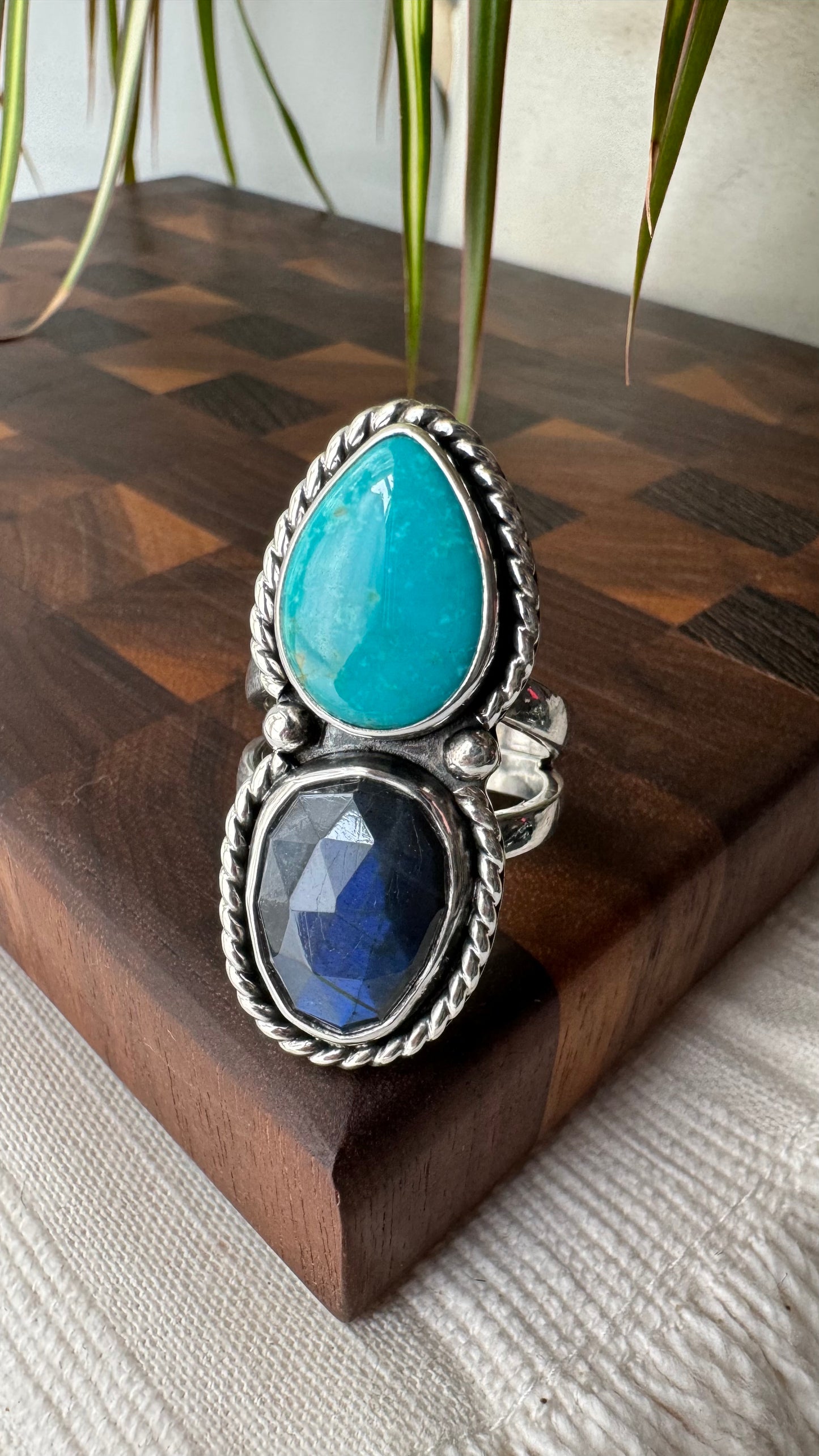 Royston and Blue Labradorite Ring Size:8.5