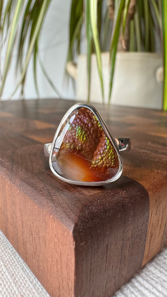 Slaughter Mountain Fire Agate Mezzo Ring Size:8.5