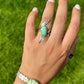 Sonoran Rose Turquoise Leaf Wrap Ring Sz:8.5