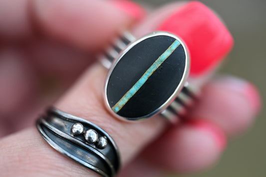 Blackjack Turquoise Quad Band Rind Sz:10
