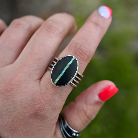 Blackjack Turquoise Quad Band Rind Sz:10