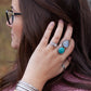 Fox Turquoise and Rainbow Moonstone Ring (Read full description)
