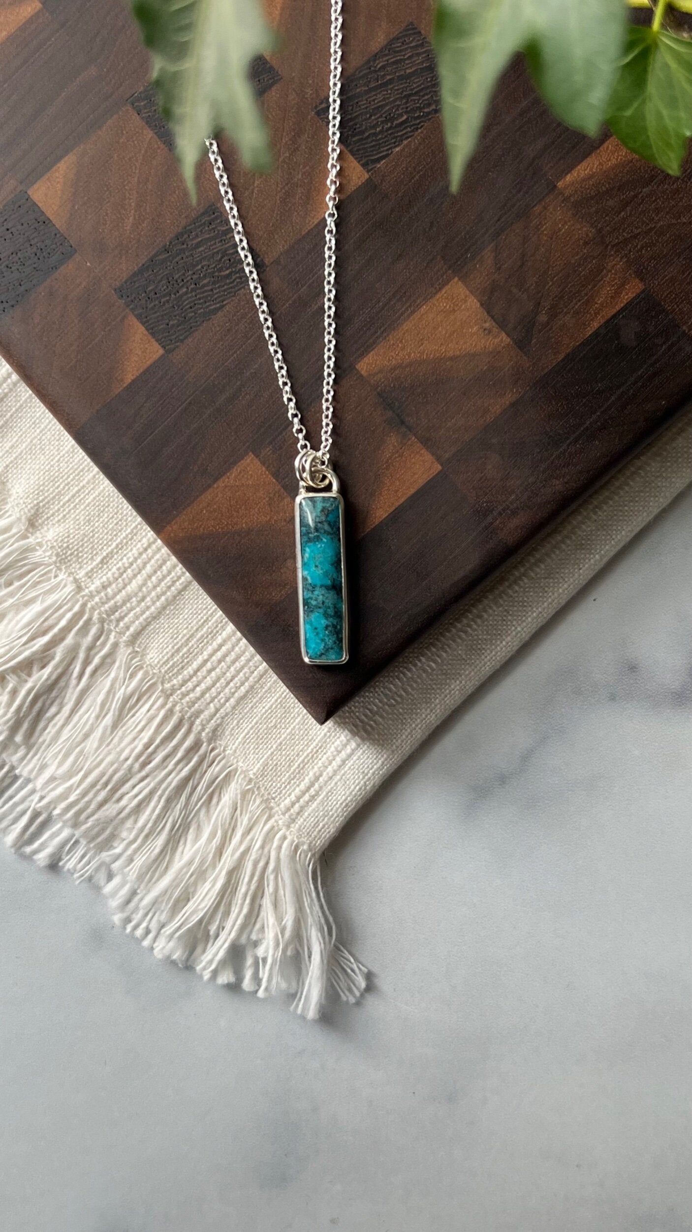 Kingman Turquoise Drop Bar Necklace