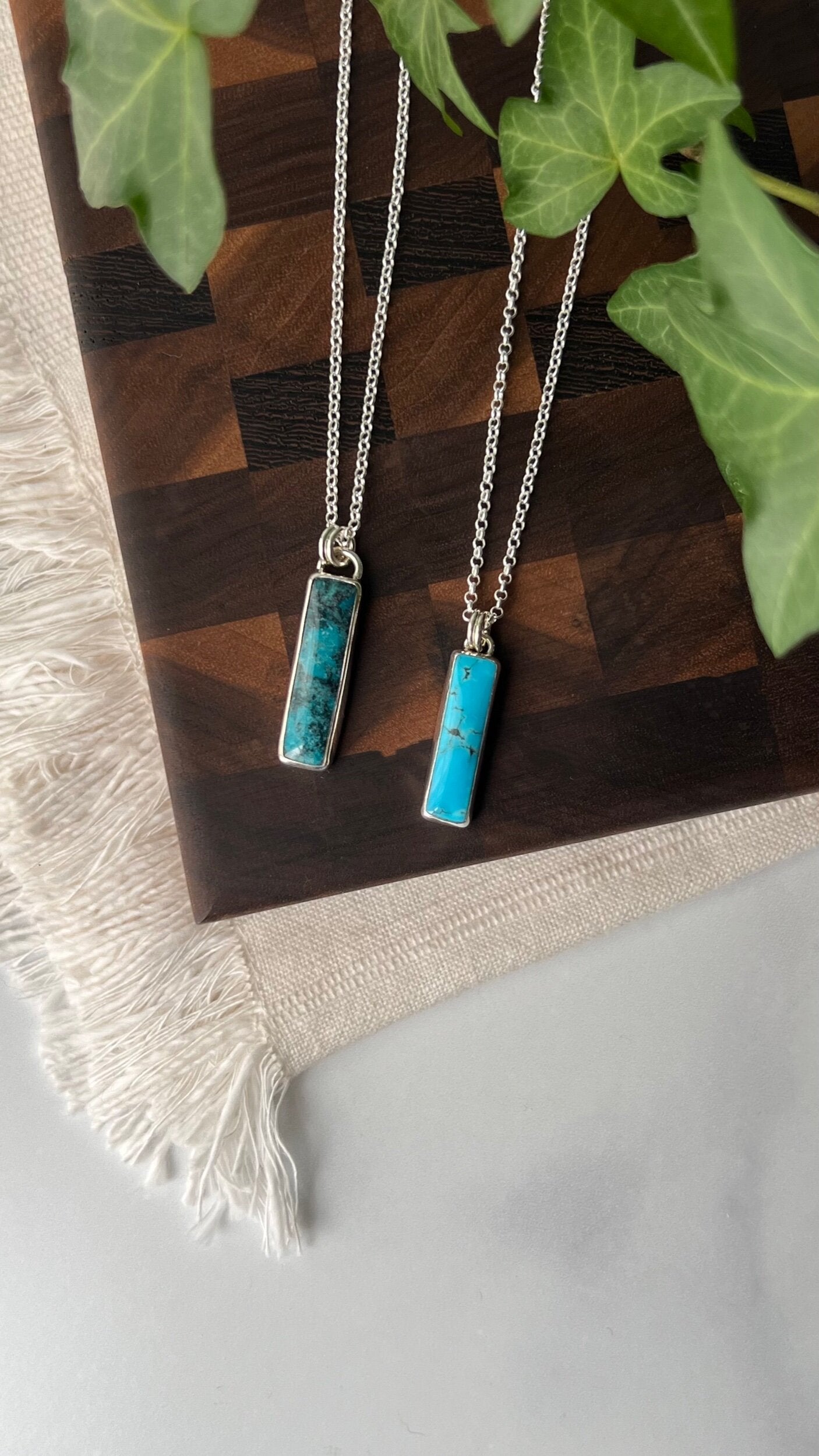 Kingman Turquoise Drop Bar Necklace