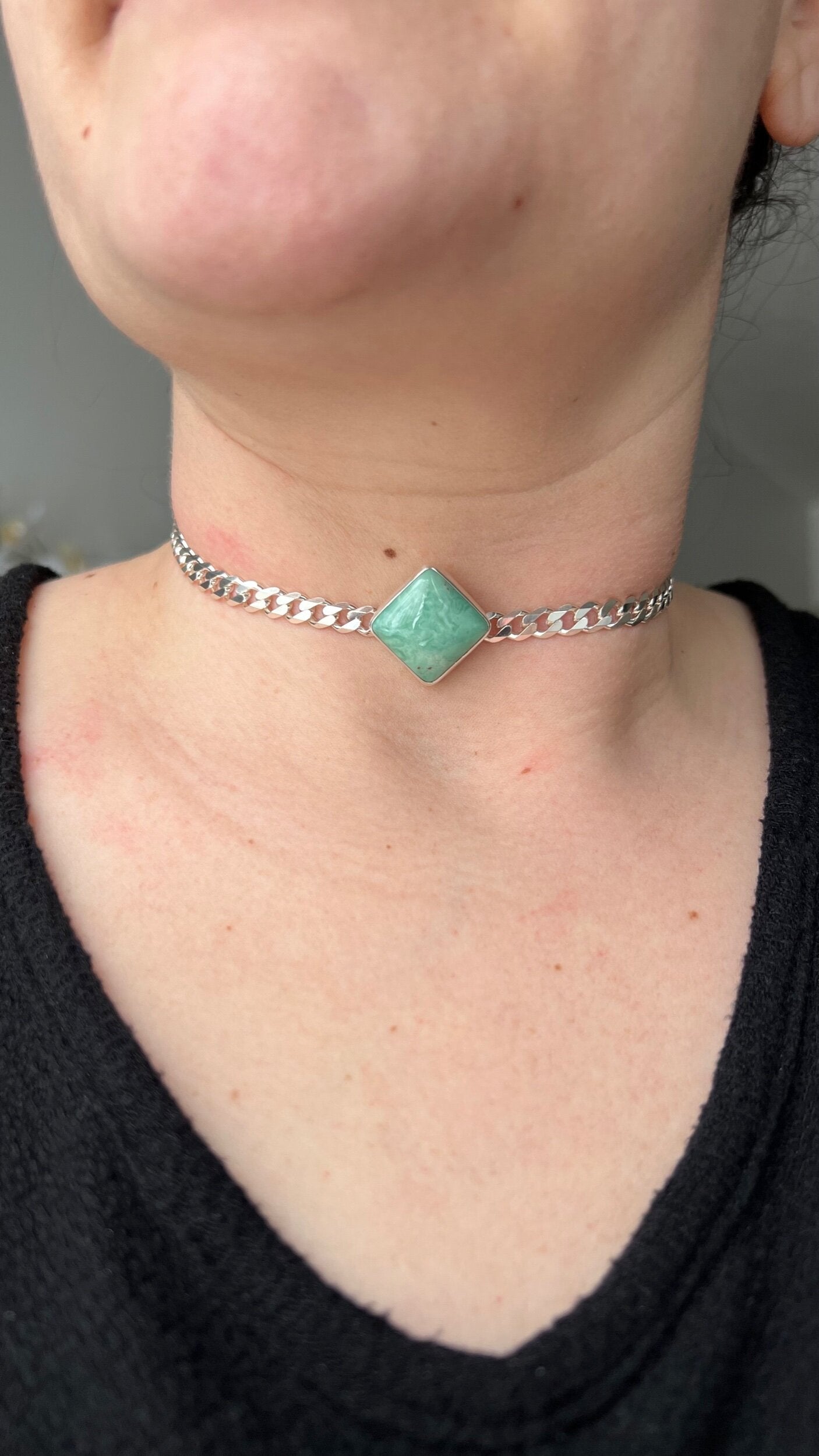 Broken Arrow Variscite Choker Necklace