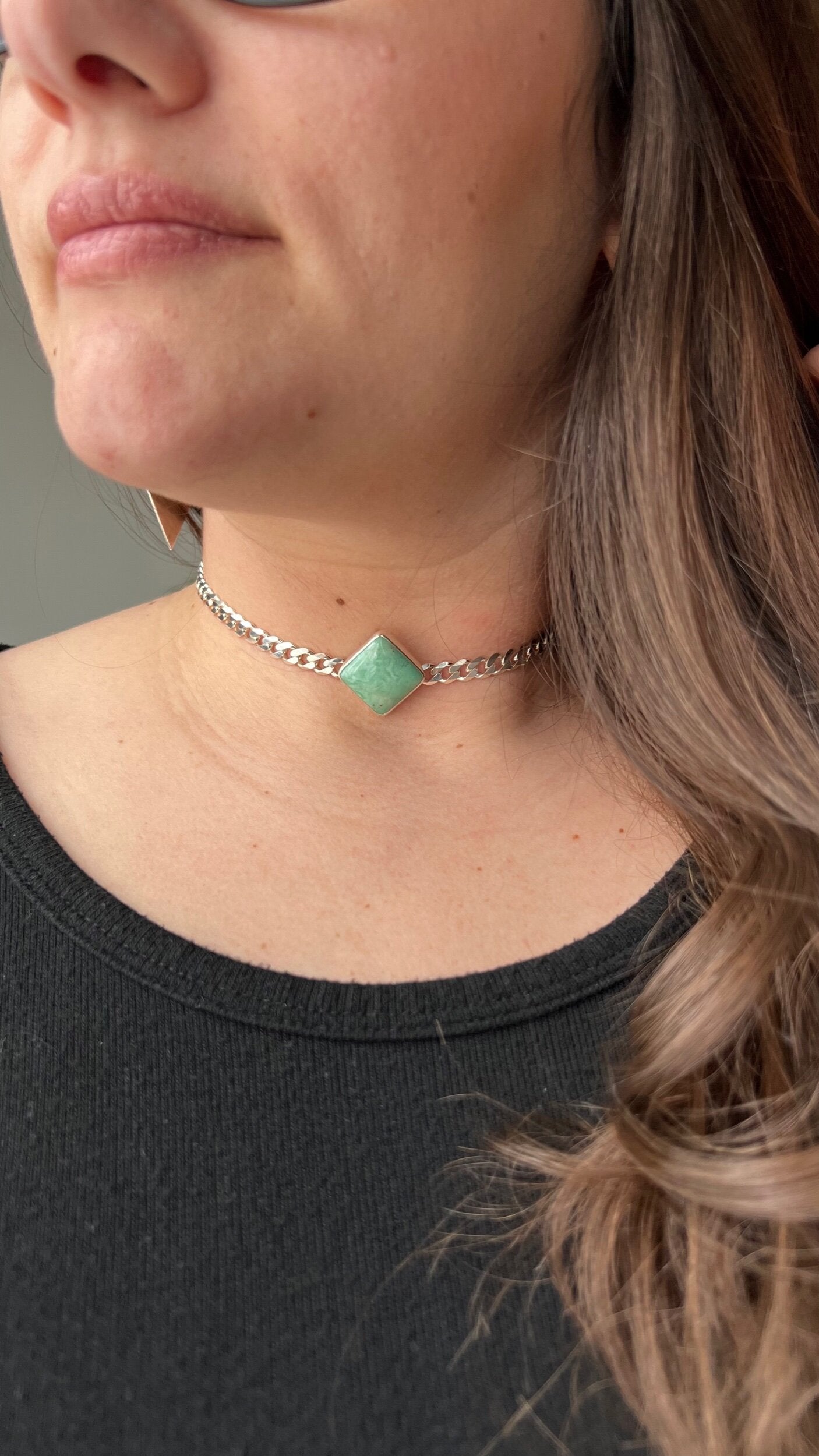 Broken Arrow Variscite Choker Necklace