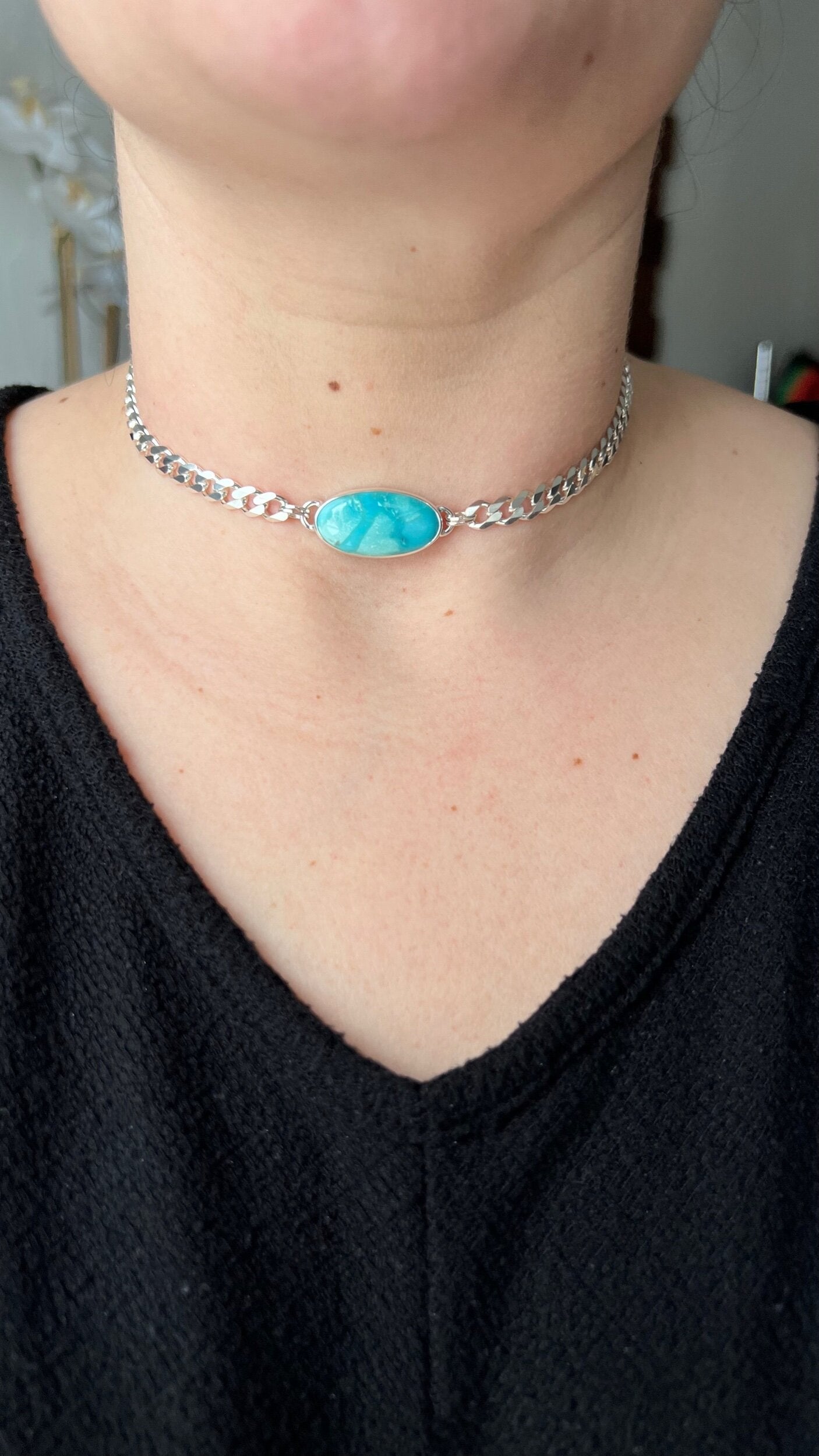 Blue Moon Turquoise Choker Necklace