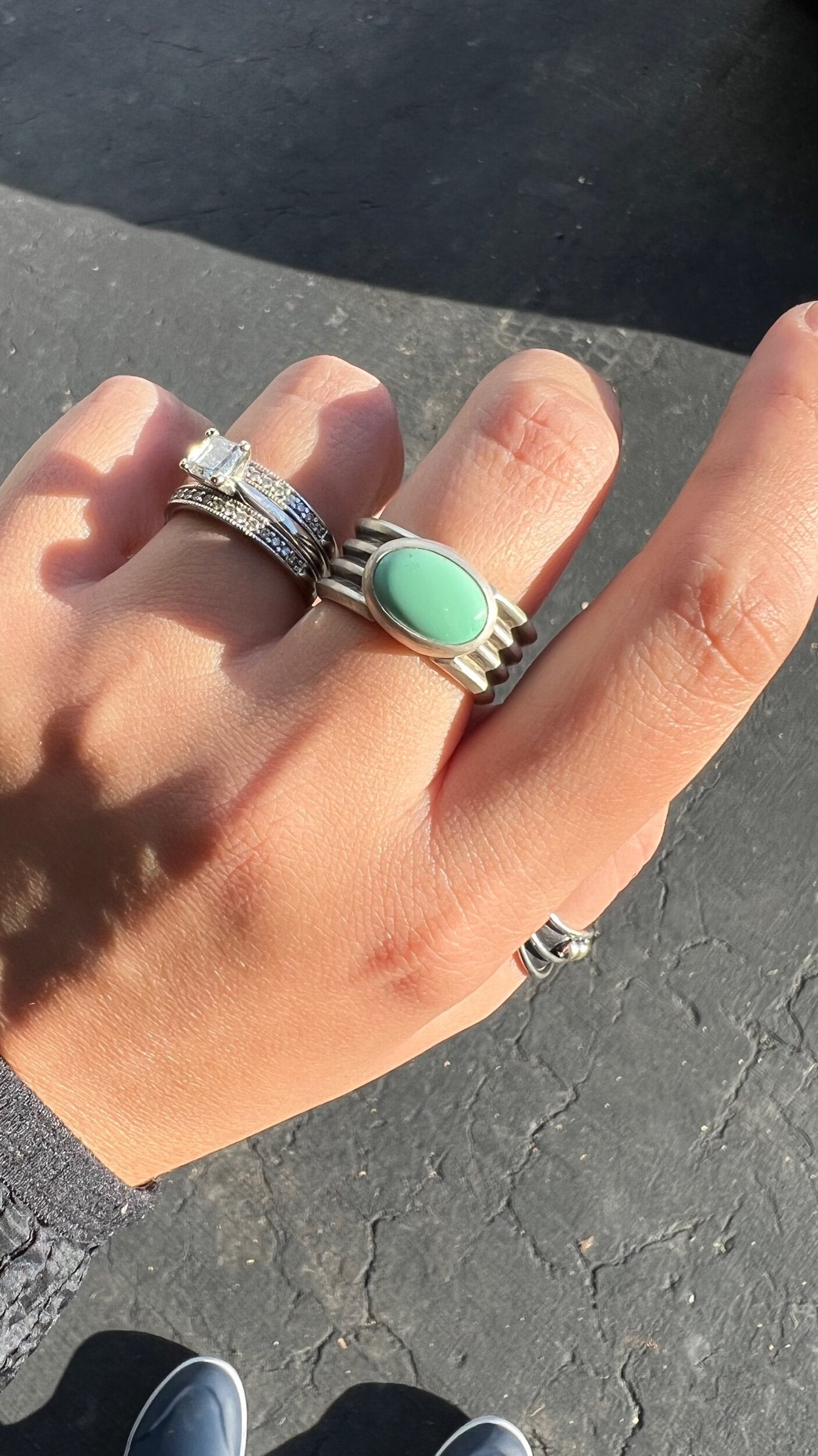 Chunky New Lander Variscite Ring (Sz 9.25-9.5)