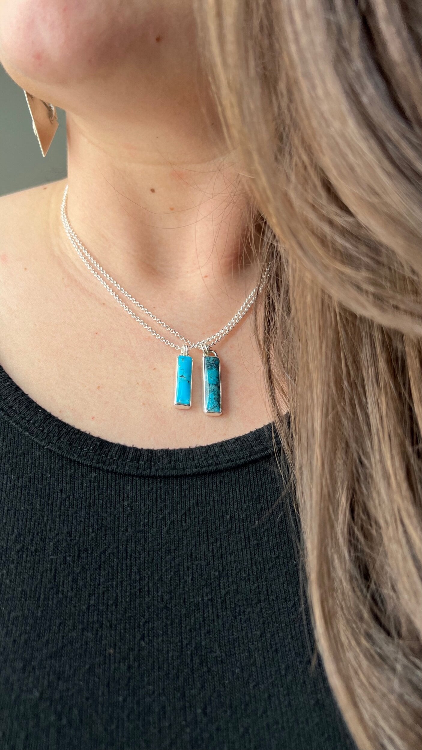 Kingman Turquoise Drop Bar Necklace