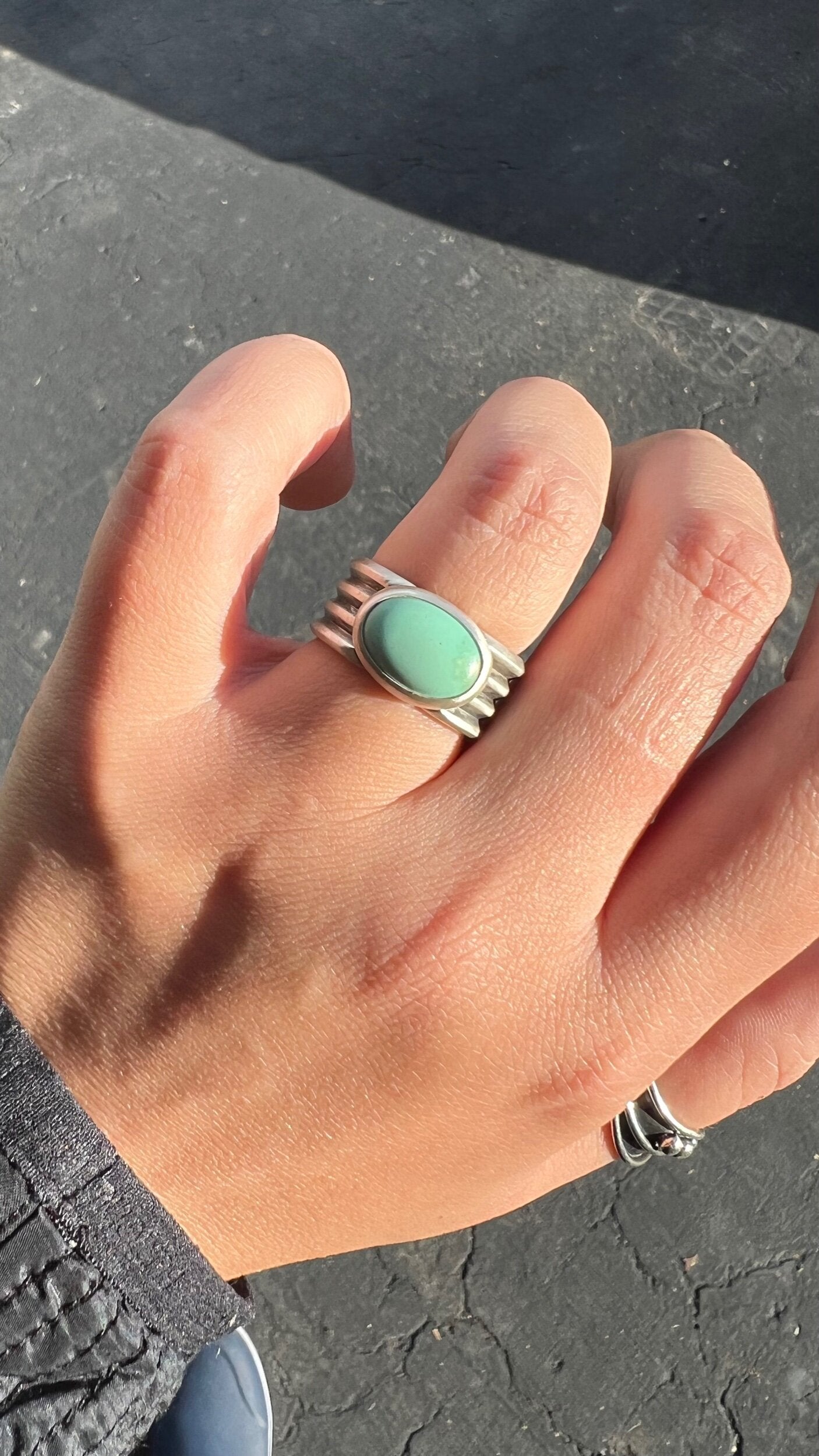 Chunky New Lander Variscite Ring (Sz 7.75)