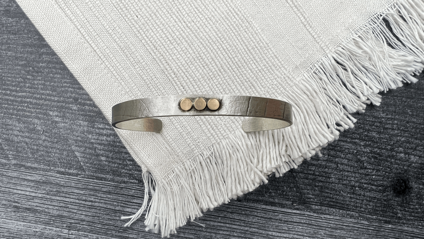 Solid Sterling Silver Cuff with 14K Gold Round