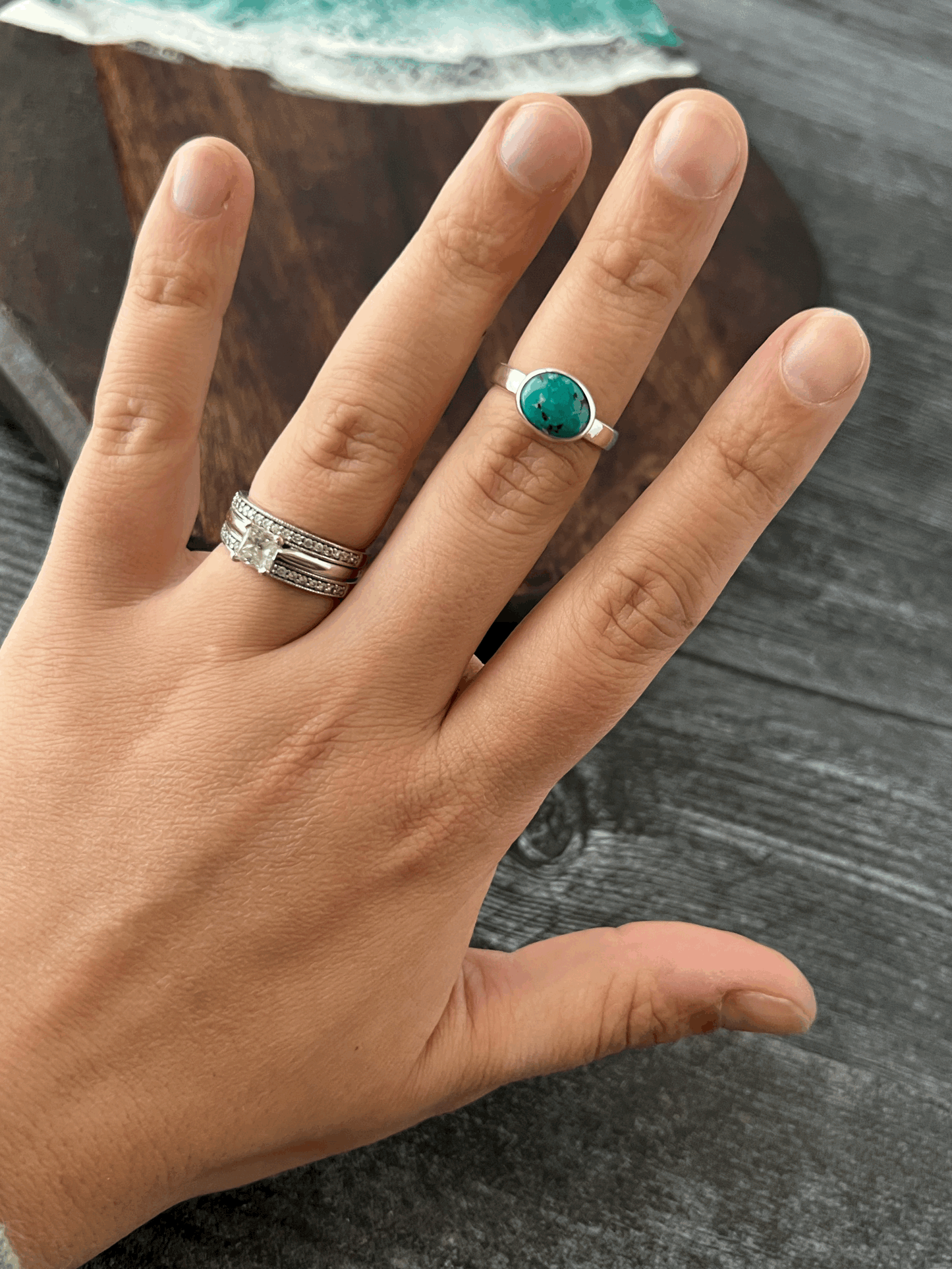 Fox Turquoise Mezzo Ring Size 7