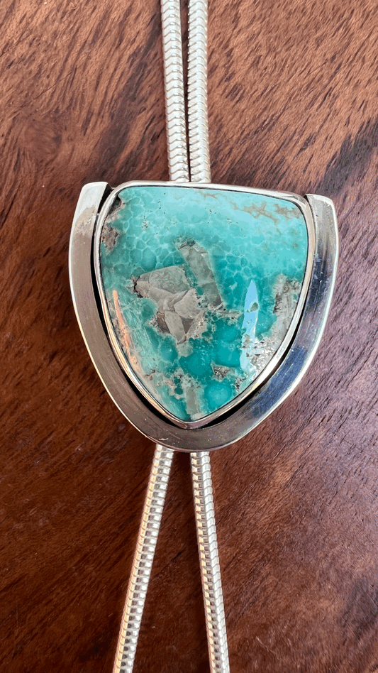 White Water Turquoise Bolo Tie