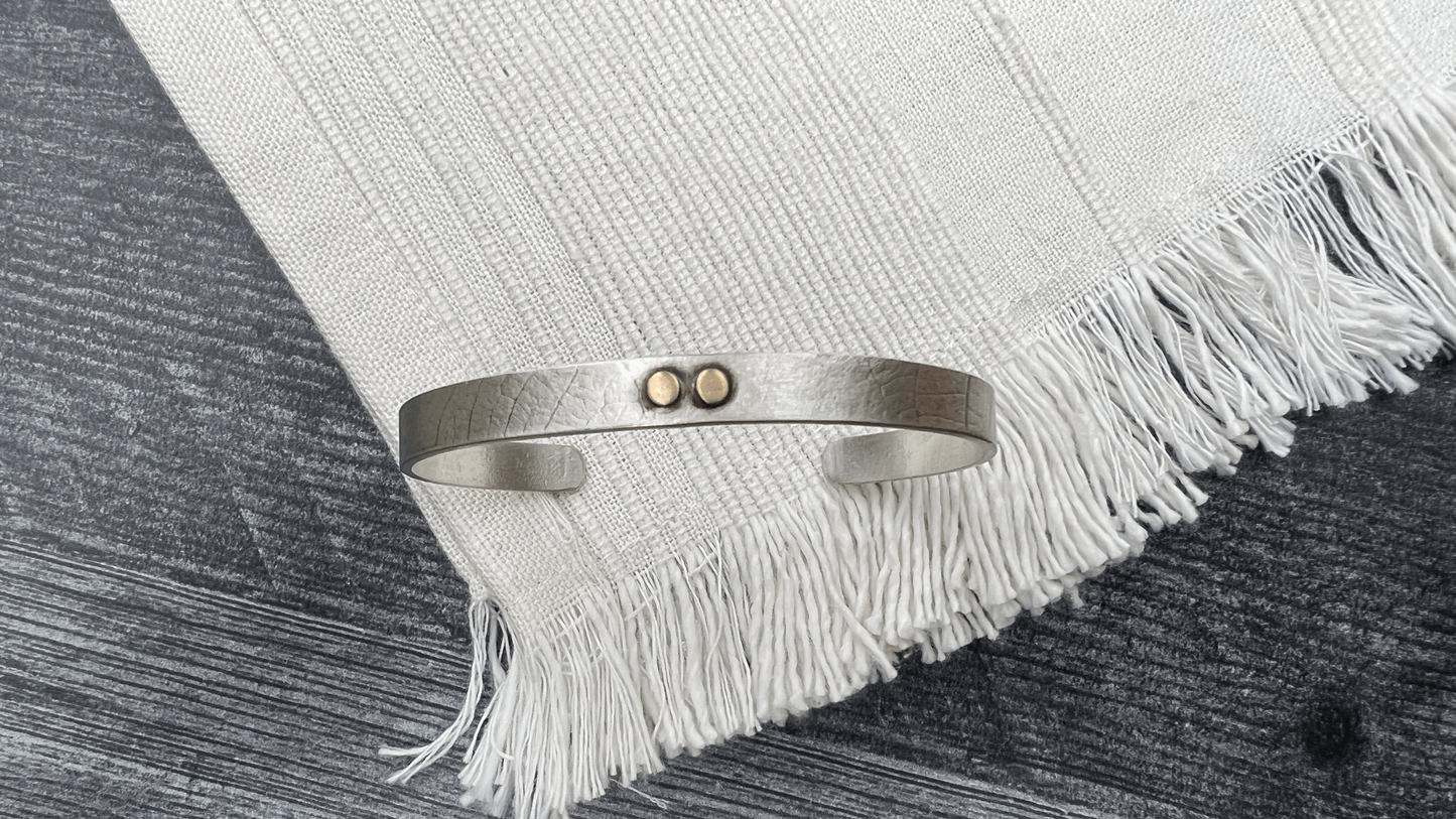 Solid Sterling Silver Cuff with 14K Gold Round