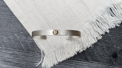 Solid Sterling Silver Cuff with 14K Gold Round