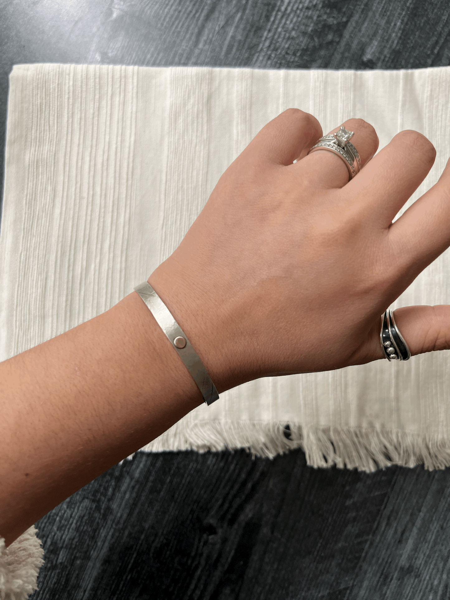 Solid Sterling Silver Cuff with 14k Gold Round