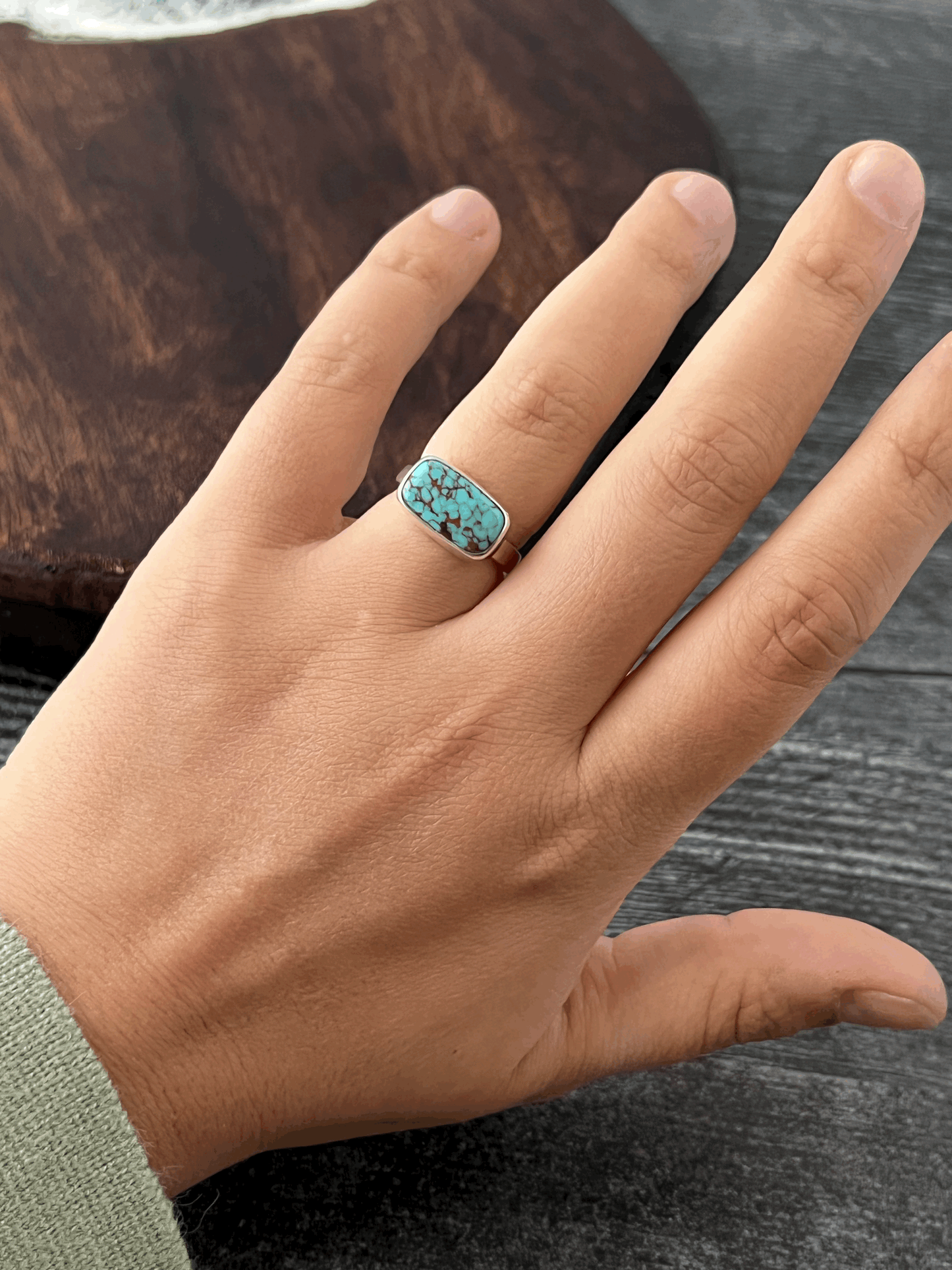 Egyptian Turquoise Mezzo Ring Size 7.5