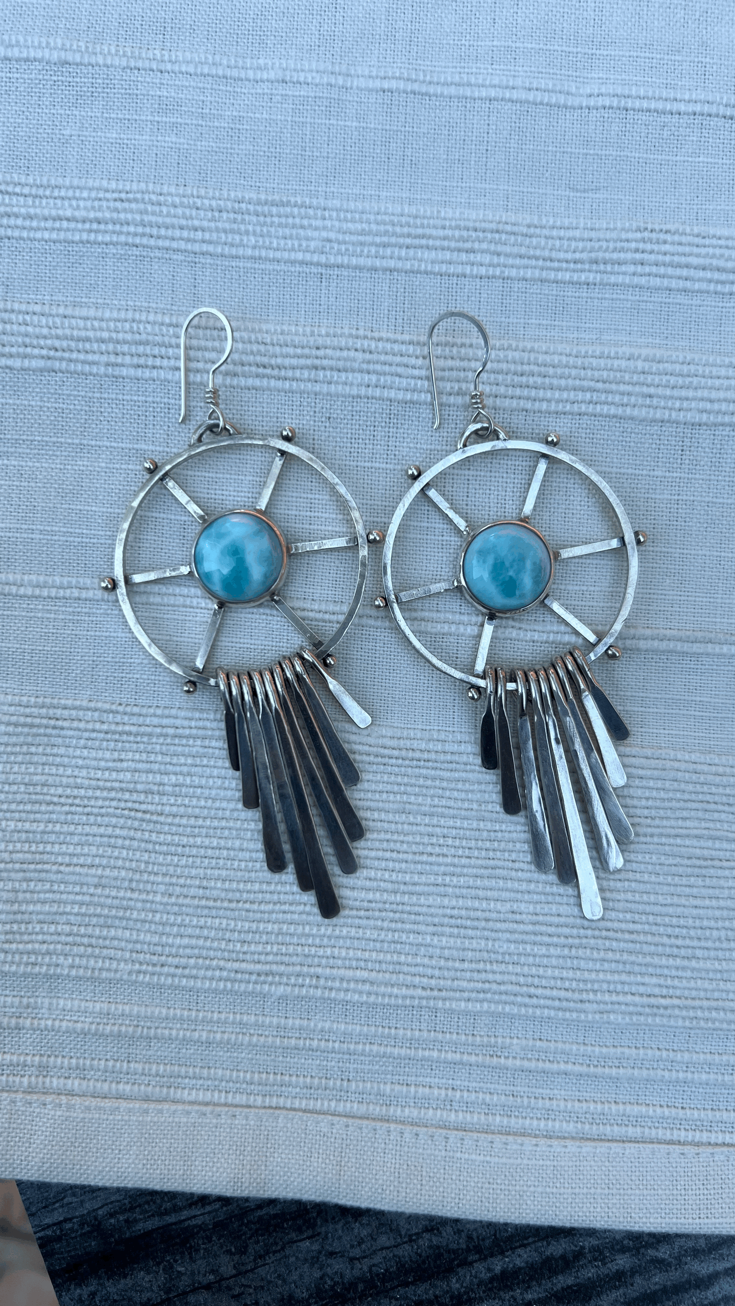 Larimar Helm Earrings